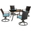 Hanover Traditions 5 pc. Dining Set with 4 Wicker Back Swivel Rockers and Glass-Top Table, TRADDNWB5PCSWSQG-BLU 2 Hanover Traditions 5 pc. Dining Set with 4 Wicker Back Swivel Rockers and Glass-Top Table, TRADDNWB5PCSWSQG-BLU -Hanover Sales 1684786