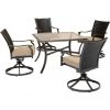 Hanover Traditions 5 pc. Dining Set with 4 Wicker Back Swivel Rockers and Glass-Top Table, Tan, TRADDNWB5PCSWSQG-TAN -Hanover Sales 1684788