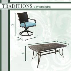 Hanover Traditions 7 pc. Dining Set with 6 Wicker Back Swivel Rockers and Large Cast-Top Table, TRADDNWB7PCSWC-BLU 13 Hanover Traditions 7 pc. Dining Set with 6 Wicker Back Swivel Rockers and Large Cast-Top Table, TRADDNWB7PCSWC-BLU -Hanover Sales 1684789 A3