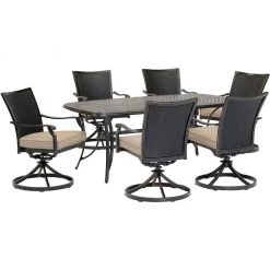 Hanover Traditions 7 pc. Dining Set with 6 Wicker Back Swivel Rockers and Large Cast-Top Table, TRADDNWB7PCSWC-BLU 16 Hanover Traditions 7 pc. Dining Set with 6 Wicker Back Swivel Rockers and Large Cast-Top Table, TRADDNWB7PCSWC-BLU -Hanover Sales 1684791