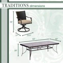 Hanover Traditions 7 pc. Outdoor Dining Set with 6 Wicker Back Swivel Rockers and Glass-Top Table, Blue, TRADDNWB7PCSWG-BLU 13 Hanover Traditions 7 pc. Outdoor Dining Set with 6 Wicker Back Swivel Rockers and Glass-Top Table, Blue, TRADDNWB7PCSWG-BLU -Hanover Sales 1684794 A3