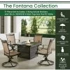 Hanover Fontana 5 pc. Fire Pit Chat Set with 4 Sling Swivel Rockers, 38 in. 30,000 BTU Gas Fire Pit Table, FNT5PCSLSW4FP