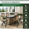 Hanover Fontana 7 pc. High-Dining Set in Tan with 6 Counter-Height Swivel Chairs, 30,000 BTU Fire Pit Dining Table, FNT7PCPFPBR
