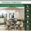 Hanover Fontana 5 pc. High-Dining Set with 4 Counter-Height Swivel Chairs, 56 in. Table, 9 ft. Umbrella/Base, FNTDN5PCPBRTN-SU