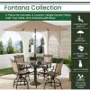 Hanover Fontana 5 pc. High-Dining Set with 4 Counter-Height Swivel Chairs, 42 x 42 in. Table, Umbrella/Base, FNTDN5PCPSQBR-SU -Hanover Sales 1715027