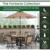Hanover Fontana 7 pc. Outdoor Dining Set with 6 Sling Chairs a 60 in. Tile-Top Table and 9 ft. Umbrella, FNTDN7PCRDTN-SU