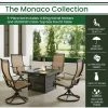 Hanover Monaco 5 pc. Fire Pit Chat Set with 4 Sling Swivel Rockers, 38 in. 30,000 BTU Slat-Top Gas Fire Pit Table, MON5PCSLSW4FP -Hanover Sales 1715046
