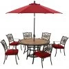 Hanover Monaco 7 pc. Dining Set with Six Dining Chairs a 60 in. Tile-Top Table and 9 ft. Umbrella, Red, MONDN7PCRDTLC-SU-R 2 Hanover Monaco 7 pc. Dining Set with Six Dining Chairs a 60 in. Tile-Top Table and 9 ft. Umbrella, Red, MONDN7PCRDTLC-SU-R -Hanover Sales 1715066