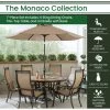 Hanover Monaco 7 pc. Outdoor Dining Set with 6 Sling Dining Chairs a 60 in. Tile-Top Table and 9 ft. Umbrella, MONDN7PCRDTL-SU