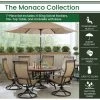 Hanover Monaco 7 pc. Outdoor Dining Set with 6 Sling Swivel Rockers, 60 in. Tile-Top Table, 9 ft. Umbrella, MONDN7PCSW6RDTL-SU -Hanover Sales 1715077