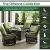 Hanover Orleans 5 pc. Deep Seating Set with 4 Cushioned Swivel Gliders, 38 in. 30,000 BTU Gas Fire Pit Table, ORL5PCSLSW4FP-GRN 2 Hanover Orleans 5 pc. Deep Seating Set with 4 Cushioned Swivel Gliders, 38 in. 30,000 BTU Gas Fire Pit Table, ORL5PCSLSW4FP-GRN -Hanover Sales 1715085