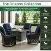 Hanover Orleans 5 pc. Deep Seating Set with 4 Cushioned Gliders, Navy, 38 in. 30000 BTU Gas Fire Pit Table, ORL5PCSLSW4FP-NVY -Hanover Sales 1715086