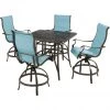 Hanover Traditions 5 pc. Dining Set with Padded Swivel Counter-Height Chairs and Cast-Top Table, 42 in., TRADDN5PCPDSQBR-BLU -Hanover Sales 1715113