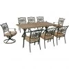 New! Hanover Traditions 9 pc. Dining Set with 6 Dining Chairs 2 Swivel Rockers and 42 x 80 in. Tile-Top Table, Tan -Hanover Sales 1715147
