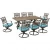 New! Hanover Traditions 9 pc. Dining Set, with 8 Swivel Rockers and 42 in. x 80 in. Tile-Top Farmhouse Table, TRADDN9PCTFSW8-BLU