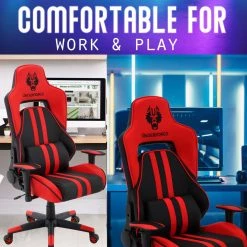 Hanover Commando Ergonomic Gaming Chair, Adjustable Gas Lift Seating and Lumbar Support, HGC0108 -Hanover Sales 1718221 A6