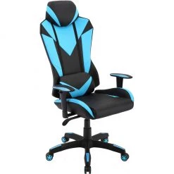 Hanover Commando Ergonomic High-Back Gaming Chair, Black and Electric Blue, Adjustable Gas Lift Seating, Lumbar Support, HGC0103