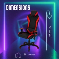 Hanover Commando Ergonomic High-Back Gaming Chair in Black and Red with Adjustable Gas Lift Seating and Lumbar Support, HGC0105 -Hanover Sales 1718224 A6