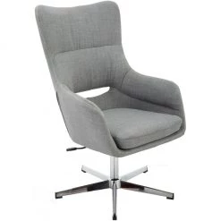 Hanover Carlton Wingback Stationary Office Chair in Gray with Chrome Base, HOC0007