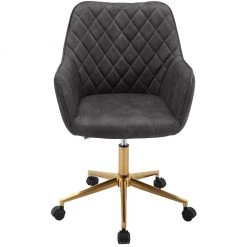Hanover Chelsea Tufted Office Chair in Grey with Adjustable Gas Lift Seating and Wheels, HOC0014