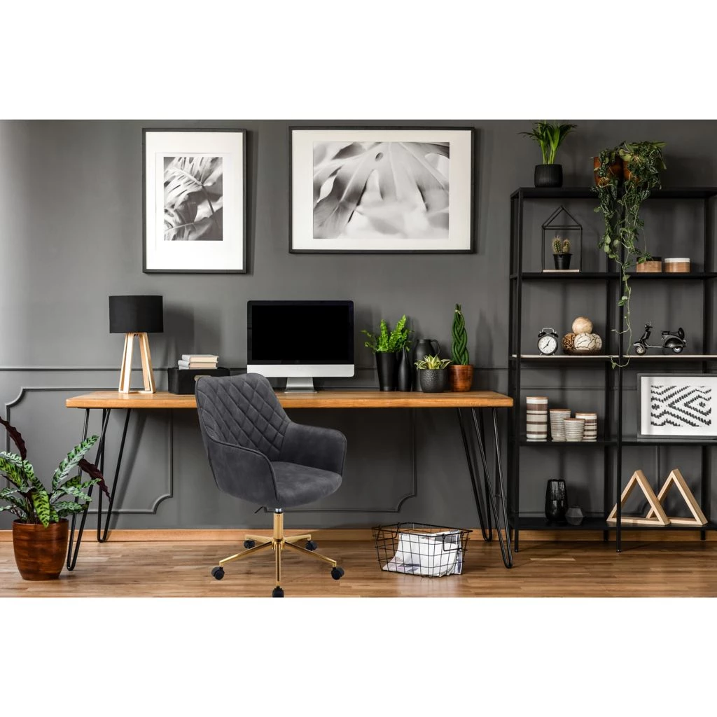 Hanover Chelsea Tufted Office Chair in Grey with Adjustable Gas Lift Seating and Wheels, HOC0014 8 Hanover Chelsea Tufted Office Chair in Grey with Adjustable Gas Lift Seating and Wheels, HOC0014 - Image 6