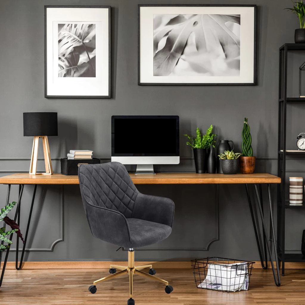 Hanover Chelsea Tufted Office Chair in Grey with Adjustable Gas Lift Seating and Wheels, HOC0014 9 Hanover Chelsea Tufted Office Chair in Grey with Adjustable Gas Lift Seating and Wheels, HOC0014 - Image 7