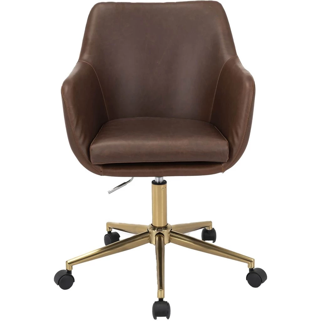 Hanover Chelsea Tufted Office Chair in Faux Brown Leather with Adjustable Gas Lift Seating and Wheels, HOC0015 3 Hanover Chelsea Tufted Office Chair in Faux Brown Leather with Adjustable Gas Lift Seating and Wheels, HOC0015