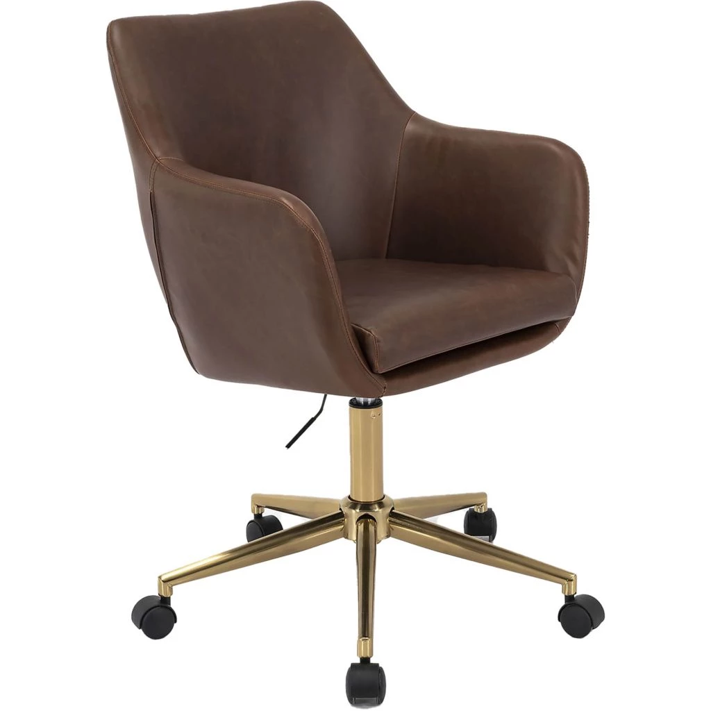 Hanover Chelsea Tufted Office Chair in Faux Brown Leather with Adjustable Gas Lift Seating and Wheels, HOC0015 7 Hanover Chelsea Tufted Office Chair in Faux Brown Leather with Adjustable Gas Lift Seating and Wheels, HOC0015 - Image 5