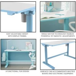 Hanover 20 in. Wide Electric Blue Stand or Sit Desk for Children with Adjustable Height for School, Crafts, & Writing Stations -Hanover Sales 1718240 A7