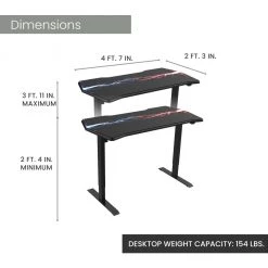 Hanover 27 in. Wide Electric Sit or Stand Gaming Desk with Adjustable Heights, HGD0504-BLK -Hanover Sales 1718242 A2