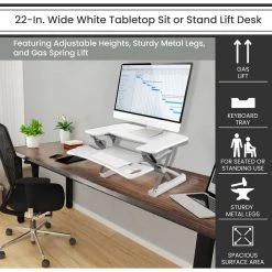 Hanover 27 in. White Tabletop Sit or Stand Adjustable Height Lift Desk, White, HSD0401-WHT1 15 Hanover 27 in. White Tabletop Sit or Stand Adjustable Height Lift Desk, White, HSD0401-WHT1 -Hanover Sales 1718245 A4