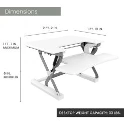 Hanover 27 in. White Tabletop Sit or Stand Adjustable Height Lift Desk, White, HSD0401-WHT1 16 Hanover 27 in. White Tabletop Sit or Stand Adjustable Height Lift Desk, White, HSD0401-WHT1 -Hanover Sales 1718245 A5