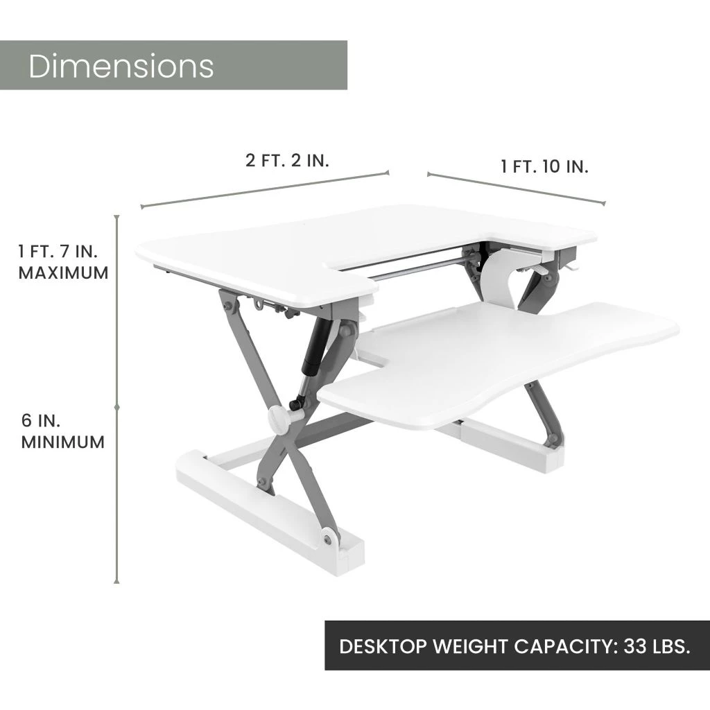 Hanover 27 in. White Tabletop Sit or Stand Adjustable Height Lift Desk, White, HSD0401-WHT1 8 Hanover 27 in. White Tabletop Sit or Stand Adjustable Height Lift Desk, White, HSD0401-WHT1 - Image 6