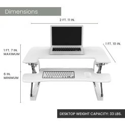 Hanover 23 in. Wide White Tabletop Sit or Stand Lift Desk with Adjustable Height for Offices, Schools, & Writing Stations -Hanover Sales 1718247 A2