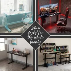 Hanover 21 in. Wide Black Rolling Desk with Adjustable Height and Bag Hook, HSD0408-BLK -Hanover Sales 1718248 A3