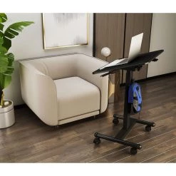 Hanover 21 in. Wide Black Rolling Desk with Adjustable Height and Bag Hook, HSD0408-BLK -Hanover Sales 1718248 A8