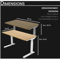 Hanover 55 in. Assembled Sit or Stand Electric Desk with Adjustable and Programmable Heights, Natural, HSD0421-NAT 12 Hanover 55 in. Assembled Sit or Stand Electric Desk with Adjustable and Programmable Heights, Natural, HSD0421-NAT -Hanover Sales 1718252 A2