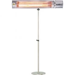Hanover 26.5 in. Modern Halogen Infrared Electric Steel Heater, with Remote and Stainless Steel Stand, Silver, HAN1053IC-SD
