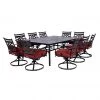 Hanover Montclair 11 pc. Dining Set in Chili Red with 10 Swivel Rockers and a 60 in. x 84 in. Table, MCLRDN11PCSW10-CHL -Hanover Sales 1738478
