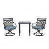 Hanover Montclair 3 pc. Bistro Dining Set in Ocean Blue with 2 Swivel Rockers and a 27 in. Square Table, MCLRDN3PCSW2-BLU -Hanover Sales 1738489