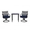 Hanover Montclair 3 pc. Bistro Dining Set in Navy Blue with 2 Swivel Rockers and a 27 in. Square Table, MCLRDN3PCSW2-NVY -Hanover Sales 1738491
