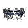 Hanover Montclair 9 pc. High-Dining Set in Navy Blue with 8 Counter-Height Swivel Chairs and 60 in. Table, MCLRDN9PCBRSW8-NVY -Hanover Sales 1738507