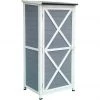 Hanover Outdoor Wooden Storage Shed with Shelves in Grey, 1.7 ft. x 2.25 ft. x 4.7 ft., HANWS0107-GRY -Hanover Sales 1738534