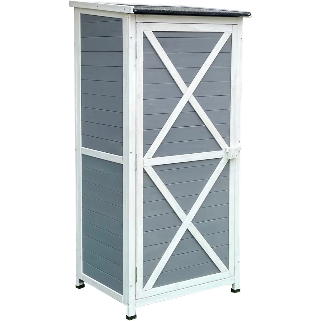 Hanover Outdoor Wooden Storage Shed with Shelves in Grey, 1.7 ft. x 2.25 ft. x 4.7 ft., HANWS0107-GRY 2 Hanover Outdoor Wooden Storage Shed with Shelves in Grey, 1.7 ft. x 2.25 ft. x 4.7 ft., HANWS0107-GRY
