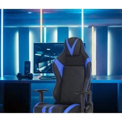 Hanover Commando Ergonomic Gaming Chair, Adjustable Gas Lift Seating, Lumbar and Neck Support, Black/Blue, HGC0109 -Hanover Sales 1918078 A8